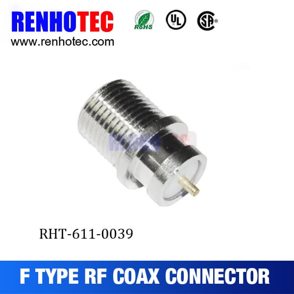 180 Degree F Jack PCB Compression Electronic F Connector